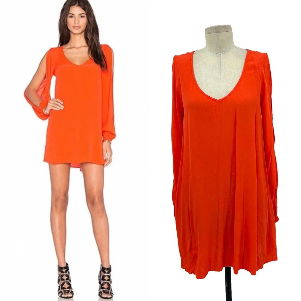 Lovers + Friends Gracie Melon Orange Cold Shoulder‎ Dress Size Small
